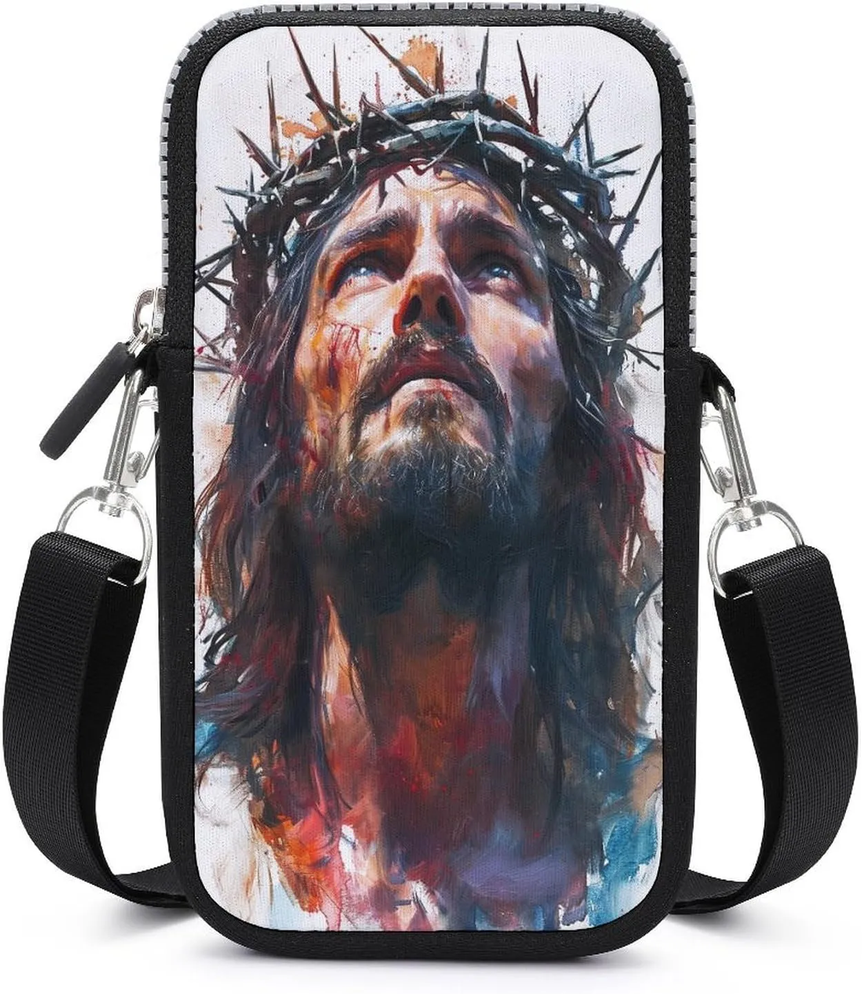 Jesus Walking through Water Crossbody Mobile Phone Bag Smartphone Bag With Adjustable Strap