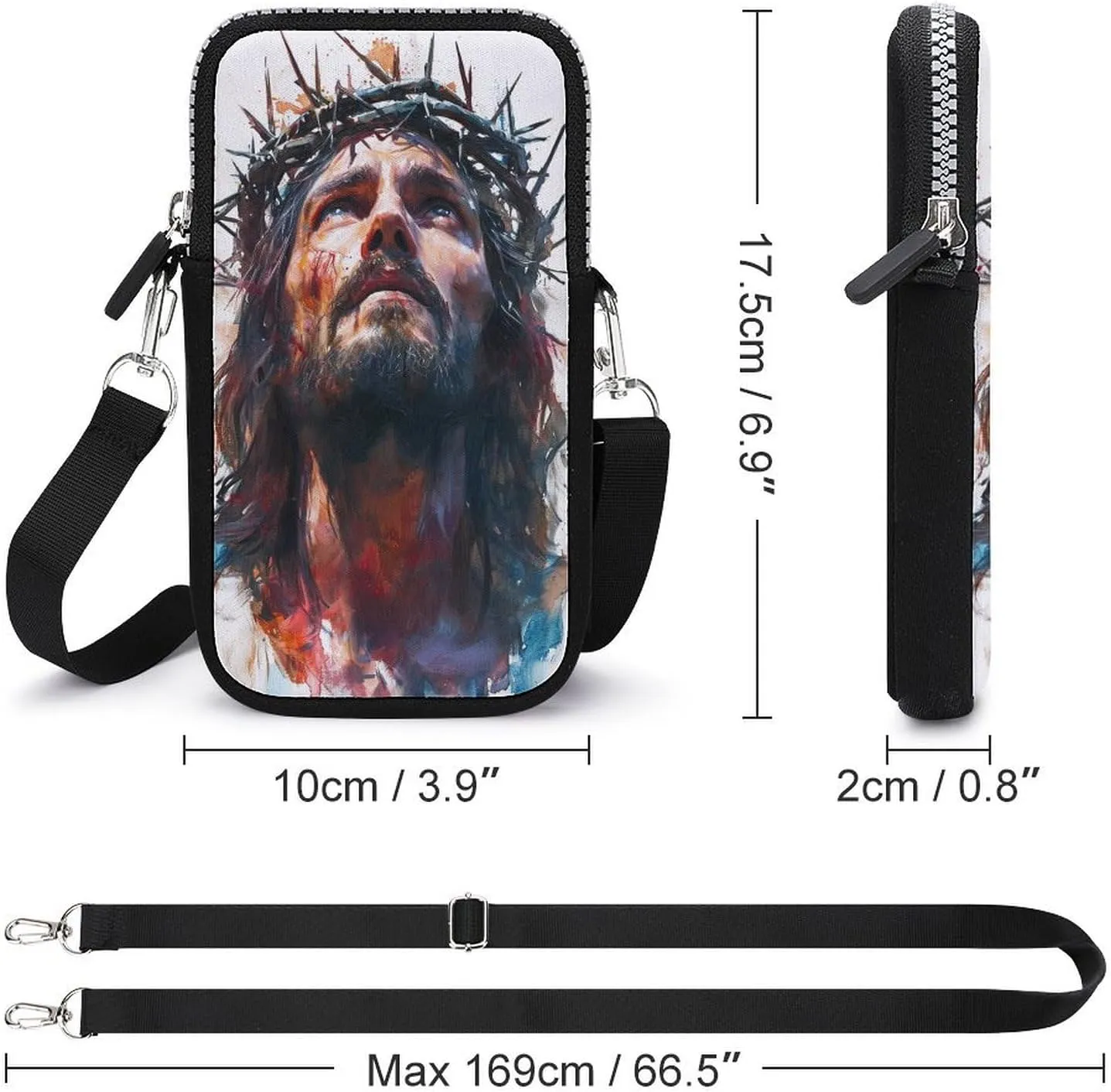Jesus Walking through Water Crossbody Mobile Phone Bag Smartphone Bag With Adjustable Strap