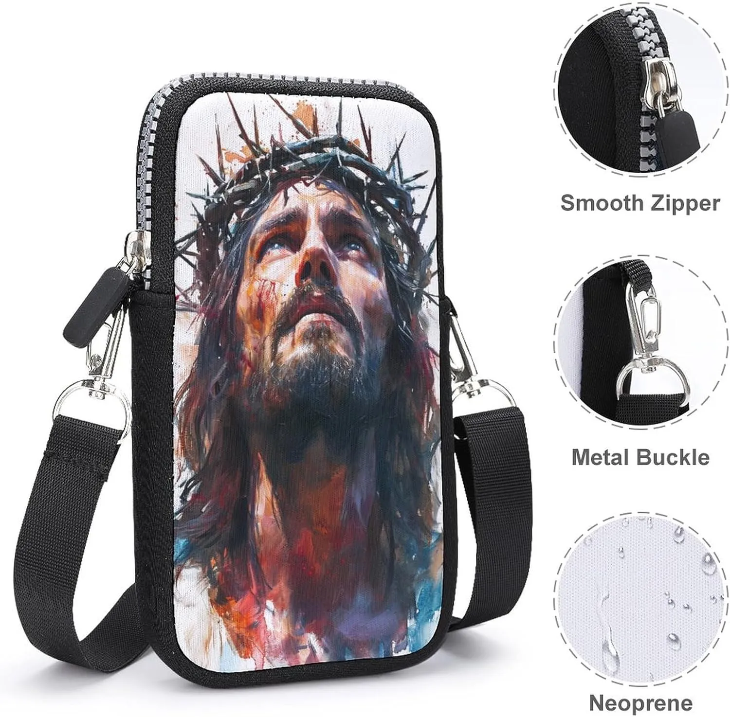 Jesus Walking through Water Crossbody Mobile Phone Bag Smartphone Bag With Adjustable Strap