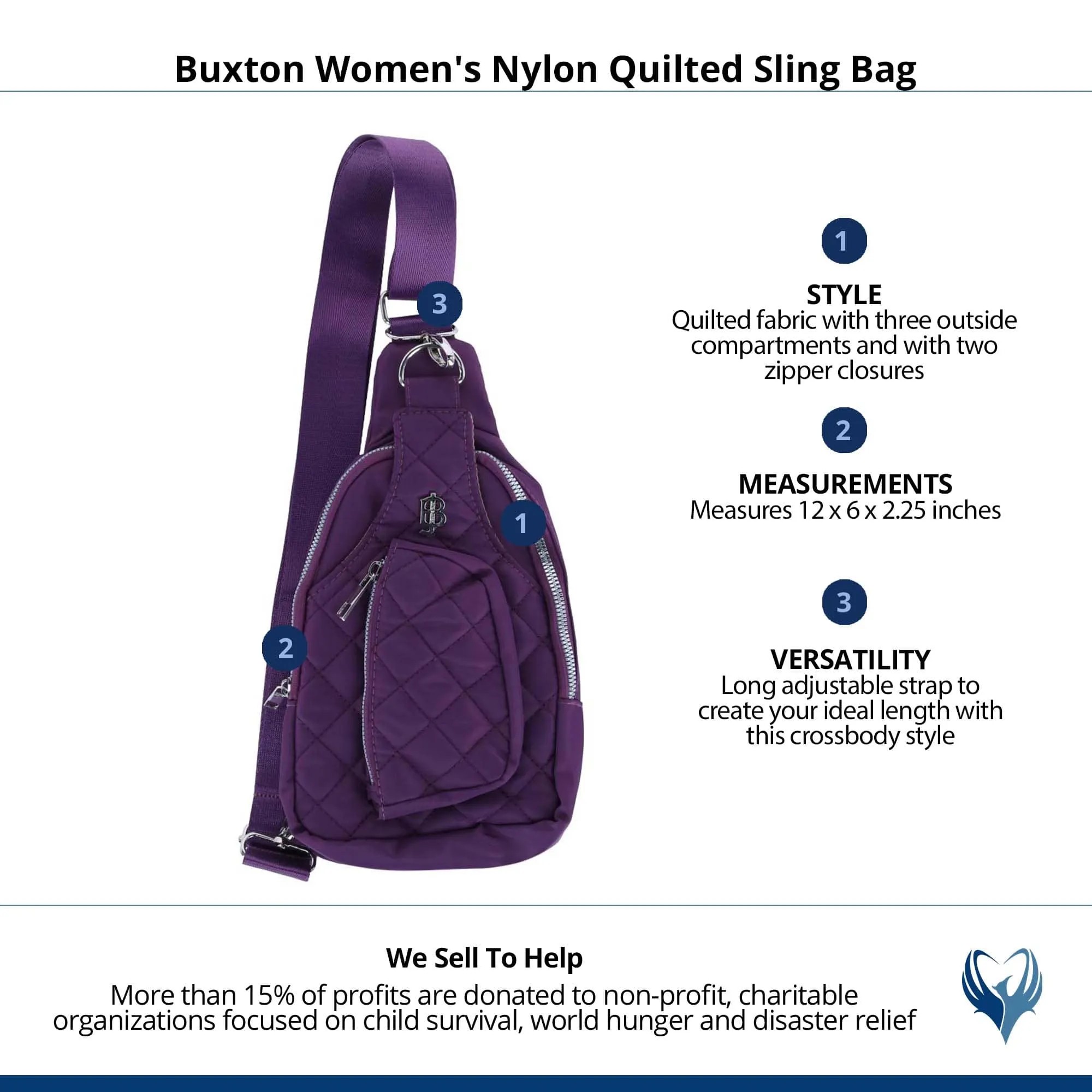 Julia Buxton Women's Nylon Quilted Sling Bag