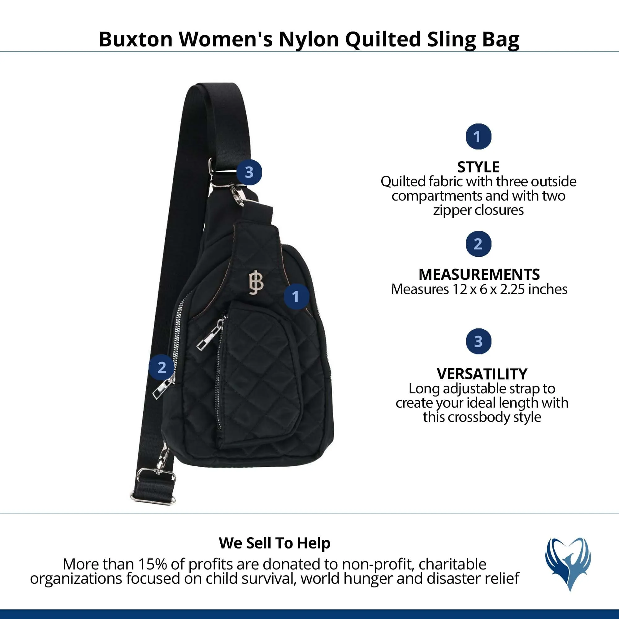 Julia Buxton Women's Nylon Quilted Sling Bag