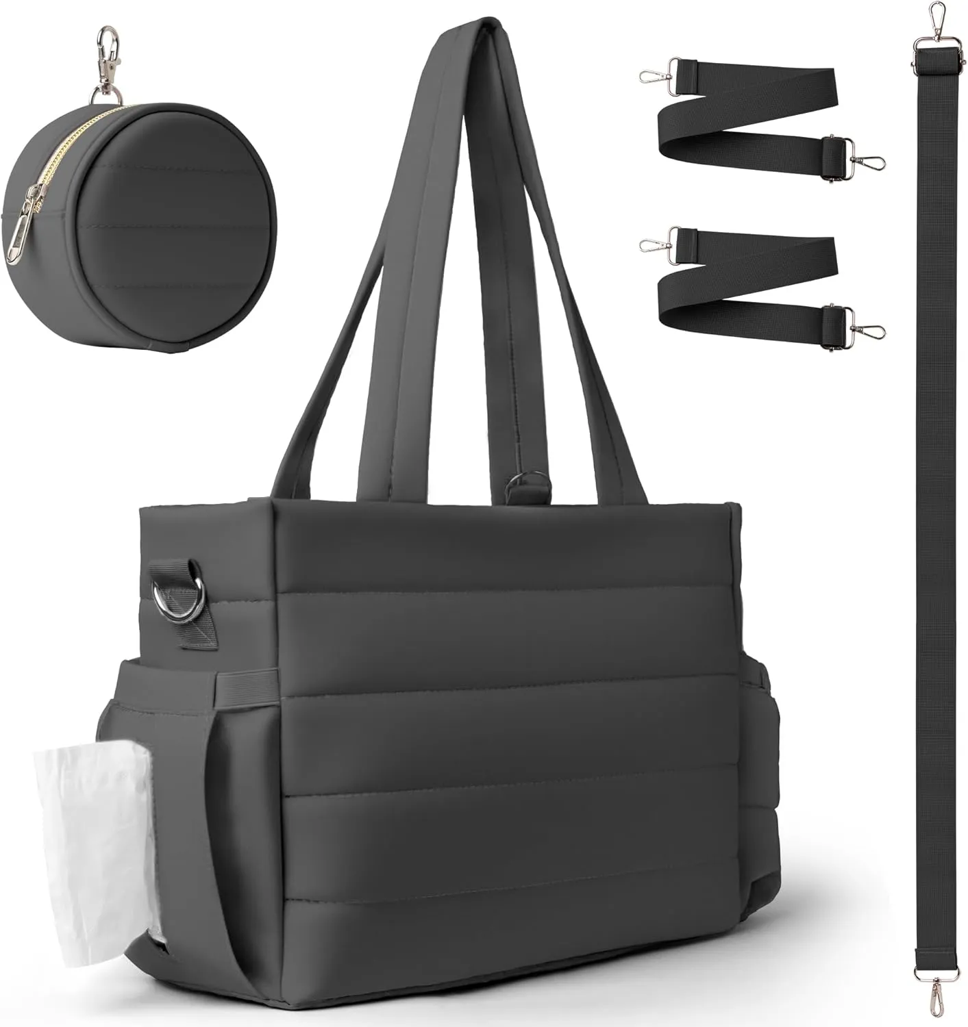 Large Diaper Bag Tote for Women, Crossbody Mommy Bag with Waterproof Bult-in Removable Diaper Bag, Hospital Travel Organizer