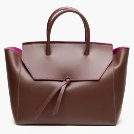 Loren Large Leather Tote Bag - Chocolate