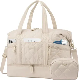 LOVEVOOK Travel Duffle Bag, Lightweight Weekender Bags for Women with Shoe Compartment, Puffer Gym Bag Personal Item Travel Bag, Quilted Carry On Overnight Bags and Hospital Bag for Labor and Delivery