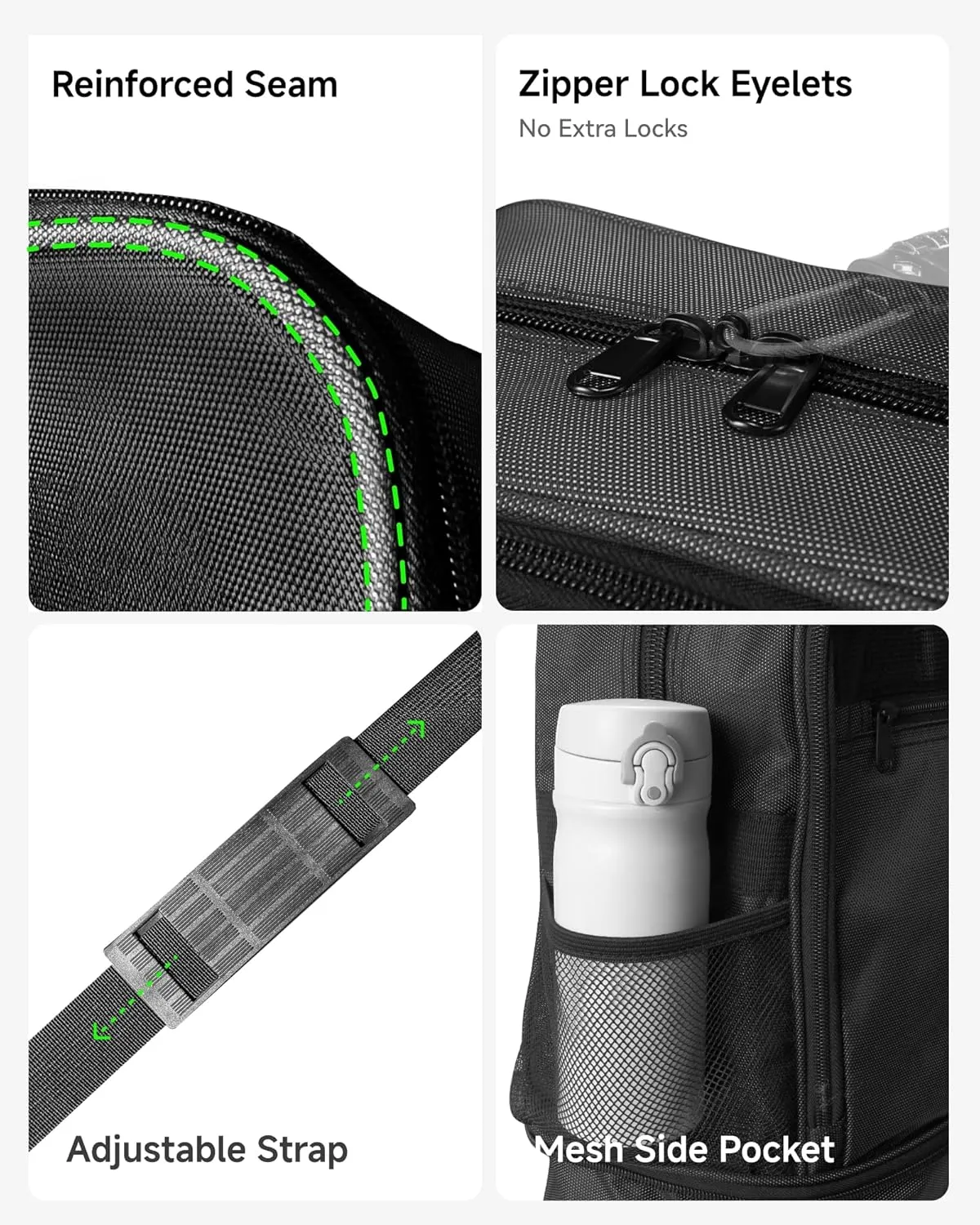 LUGGEX Suitcases with Wheels, Expandable Collapsible Luggage Rolling Travel Duffle Bag without Telescopic Handle, Foldable Large Weekender Bag for Men Women, Black