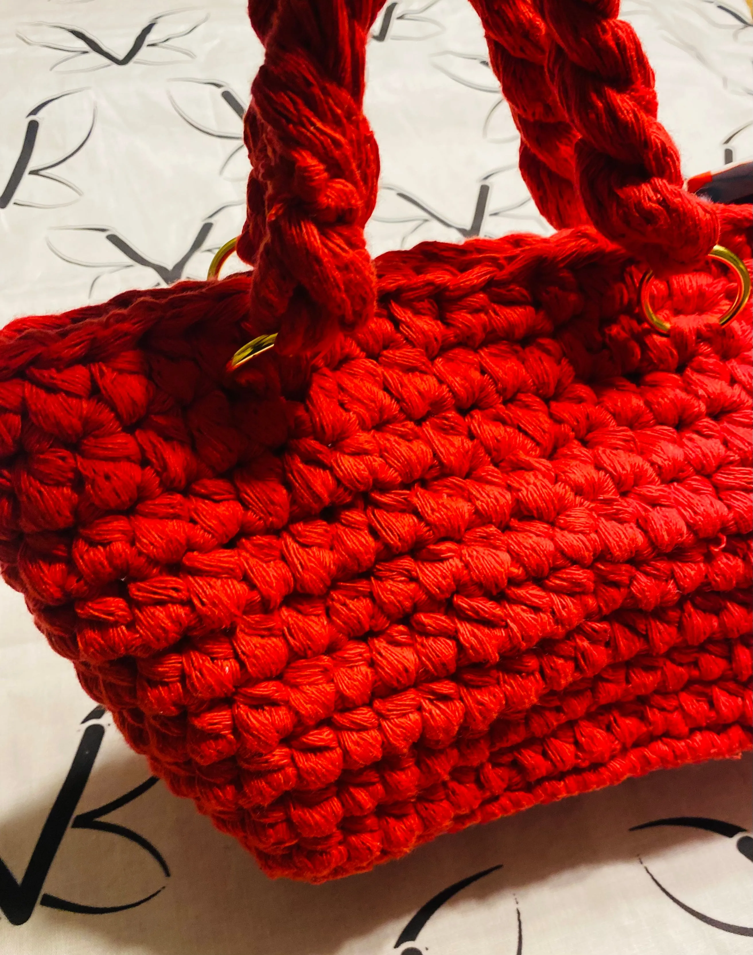 MINI tote bag, Kreations by V Luxury Crochet Handbag