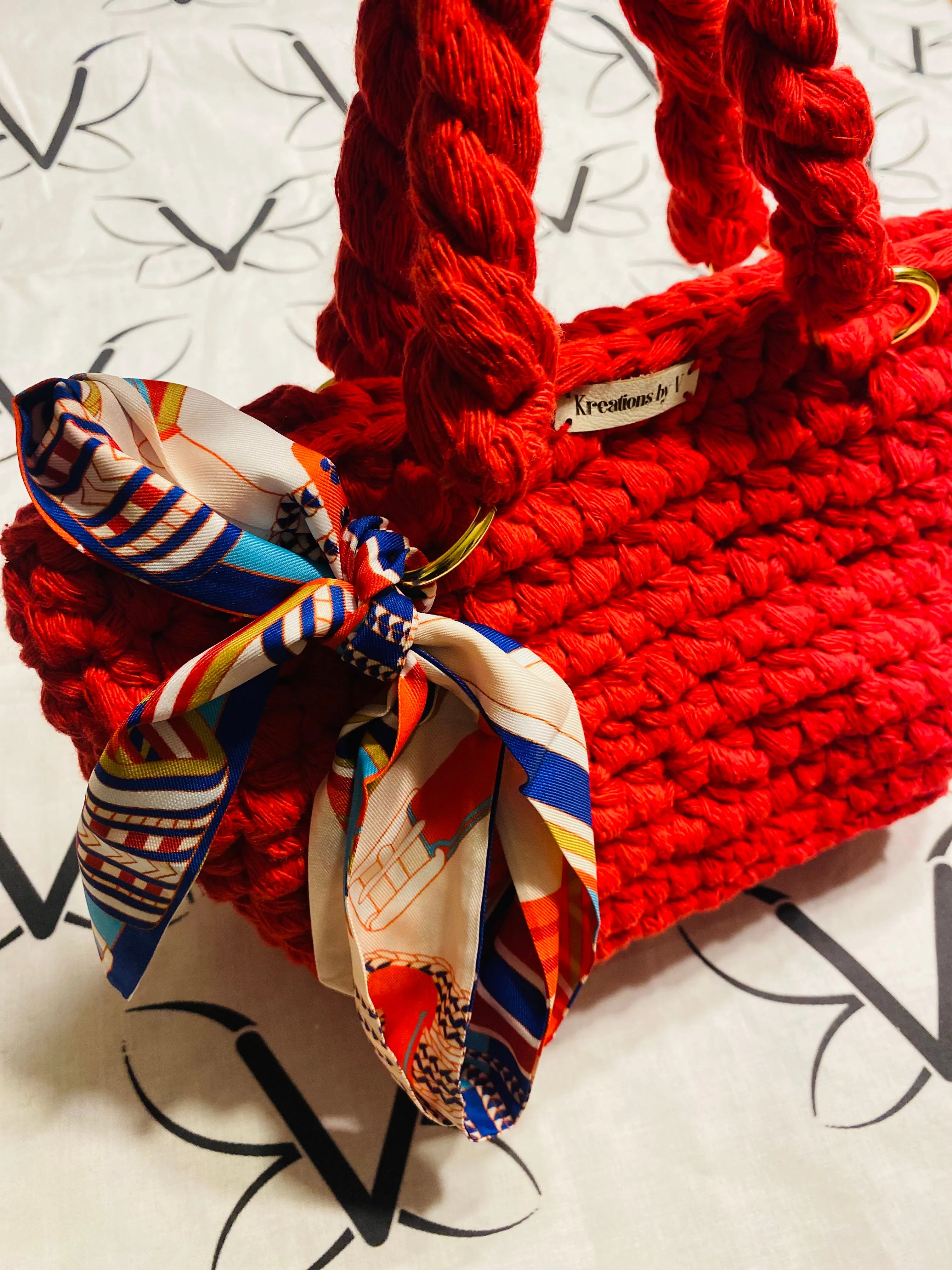 MINI tote bag, Kreations by V Luxury Crochet Handbag