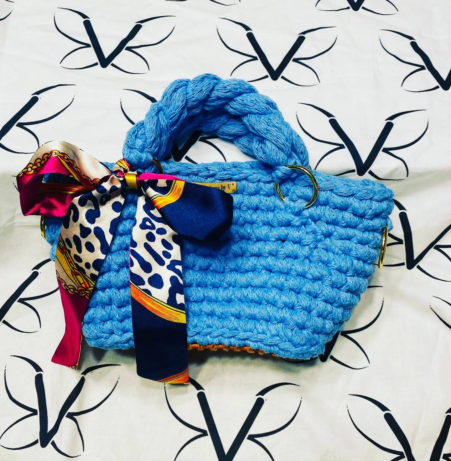 MINI tote bag, Kreations by V Luxury Crochet Handbag