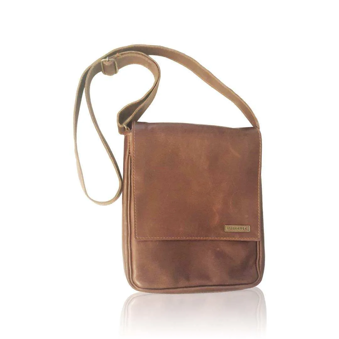 MIRELLE Genuine Leather Tablet Messenger Bag