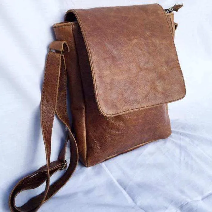 MIRELLE Genuine Leather Tablet Messenger Bag
