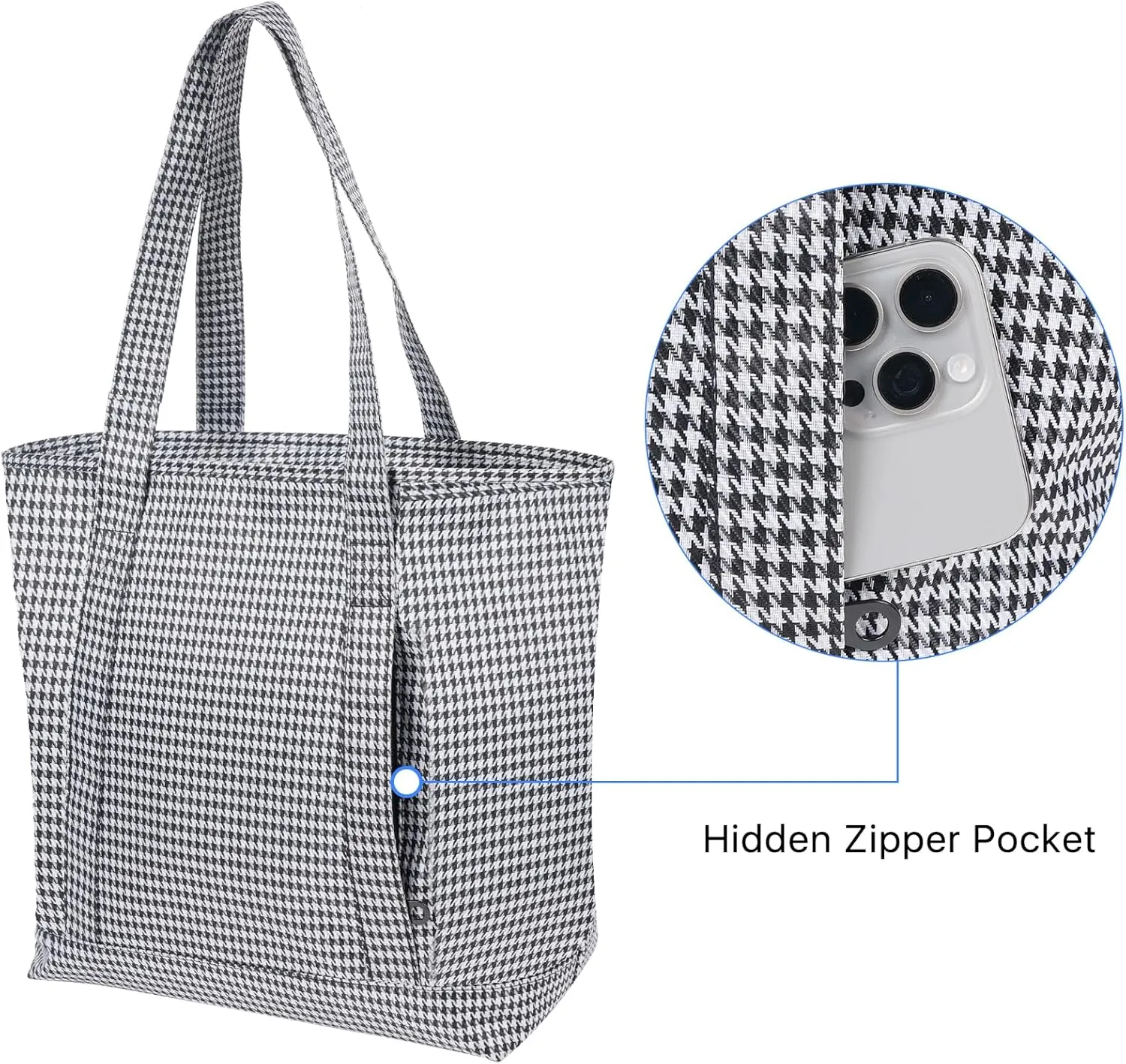 Nylon Tote Bag for Women Large Capacity Shoulder Bag Top Handle Handbag with Zipper for Work College Travel Daily