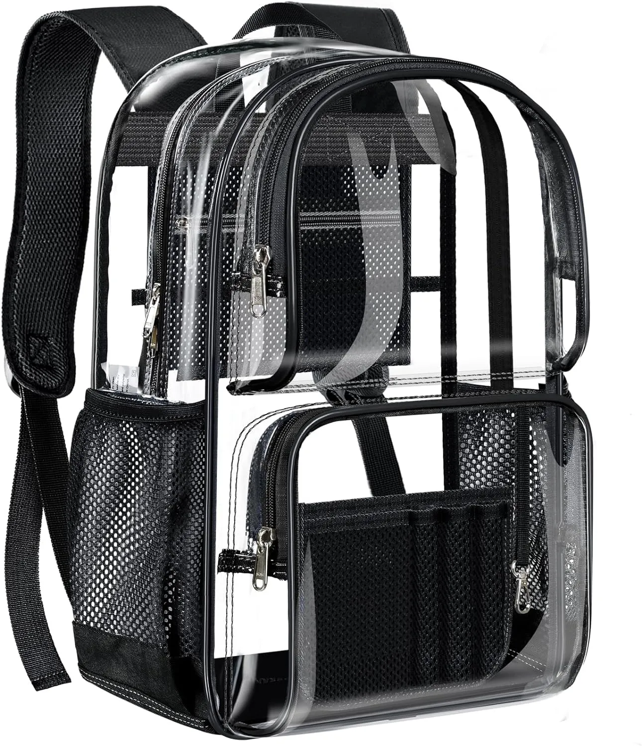 PAMANO Clear Backpack Heavy Duty Transparent See Through Bag for College Work Travel Security,Black