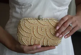 Peach Pearl Wedding Purse