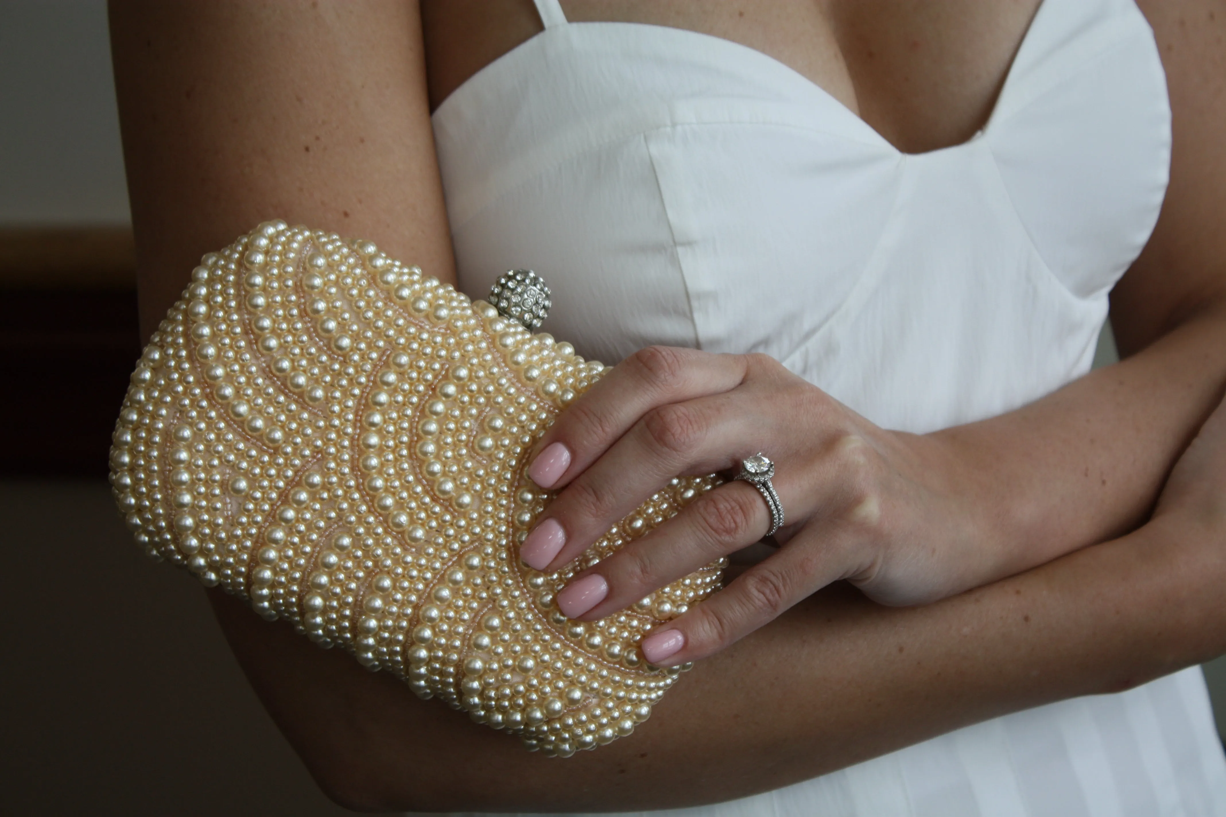 Peach Pearl Wedding Purse