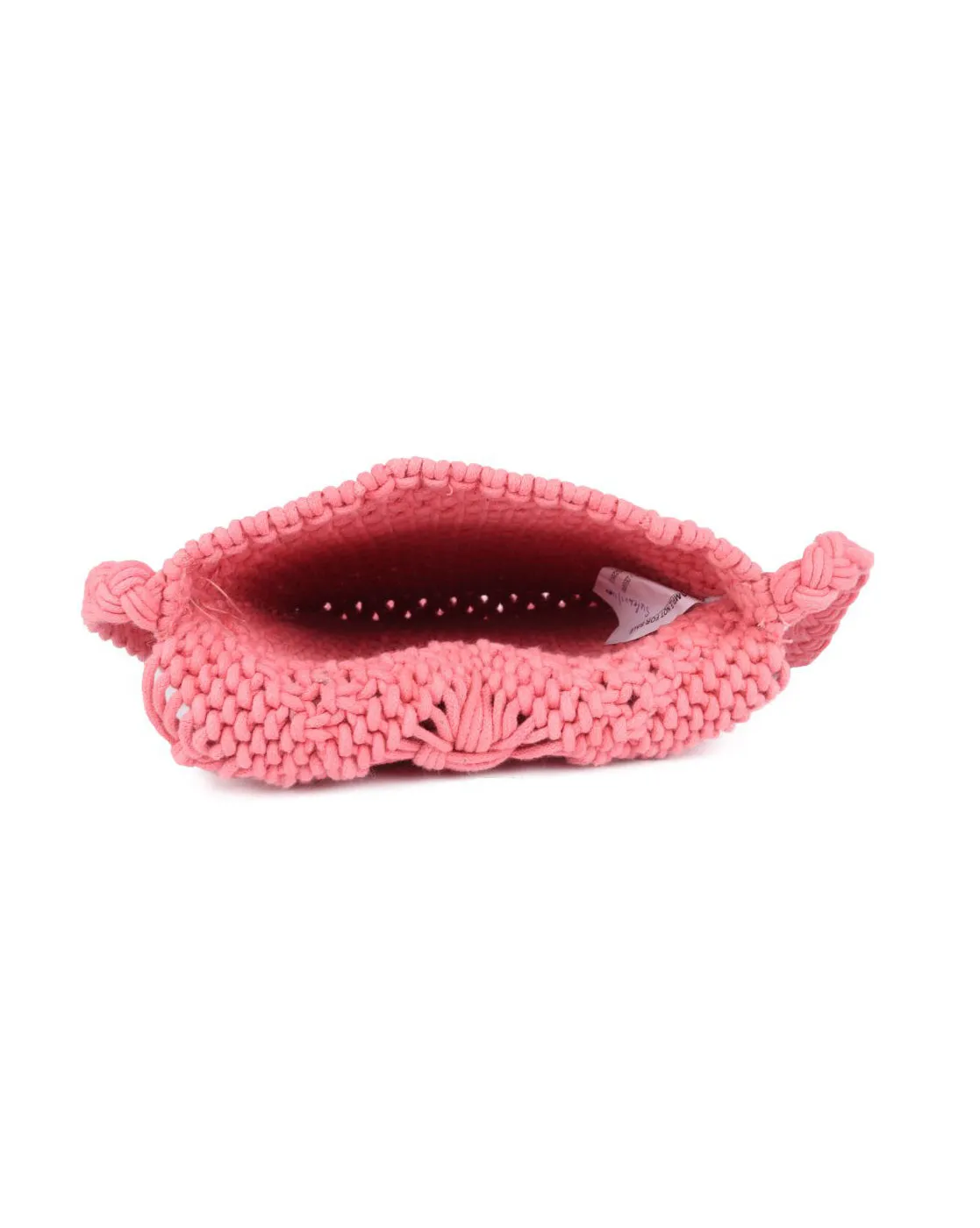 Pink Macrame Flapover Crossbody Sling Bag