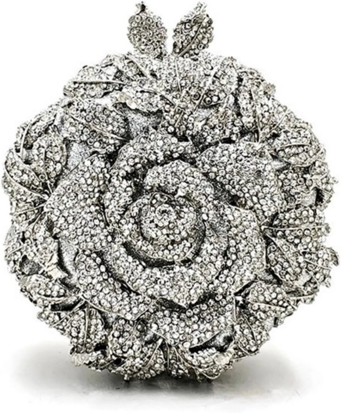 Rhinestone Rose Evening Clutch for Women Diamond Flower Cocktail Handbag Prom Party Shoulder Purse