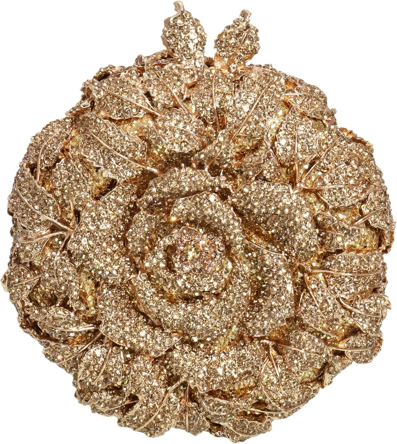 Rhinestone Rose Evening Clutch for Women Diamond Flower Cocktail Handbag Prom Party Shoulder Purse