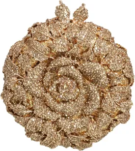 Rhinestone Rose Evening Clutch for Women Diamond Flower Cocktail Handbag Prom Party Shoulder Purse