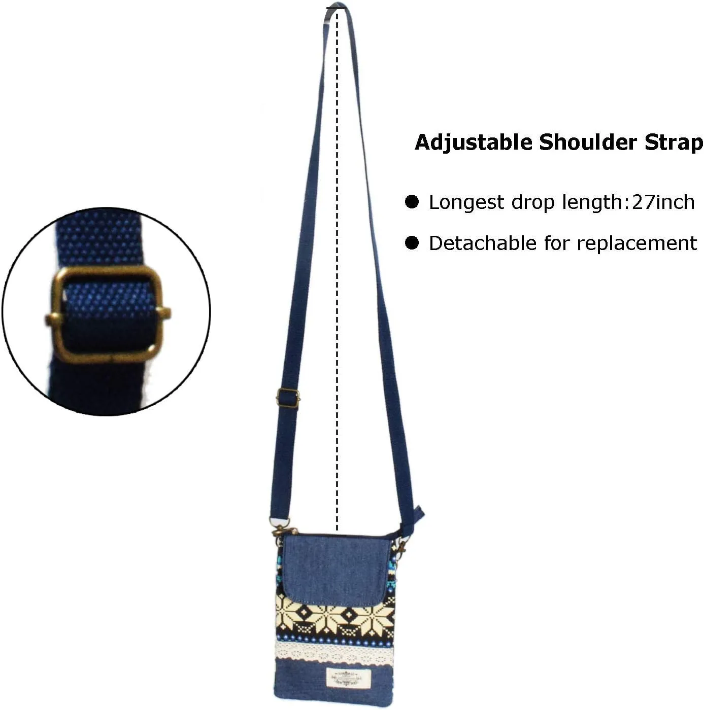 Small Crossbody Bag for Women Mobile Phone Purse National Pattern Shoulder Bag Handbags Coin Pouch for Women