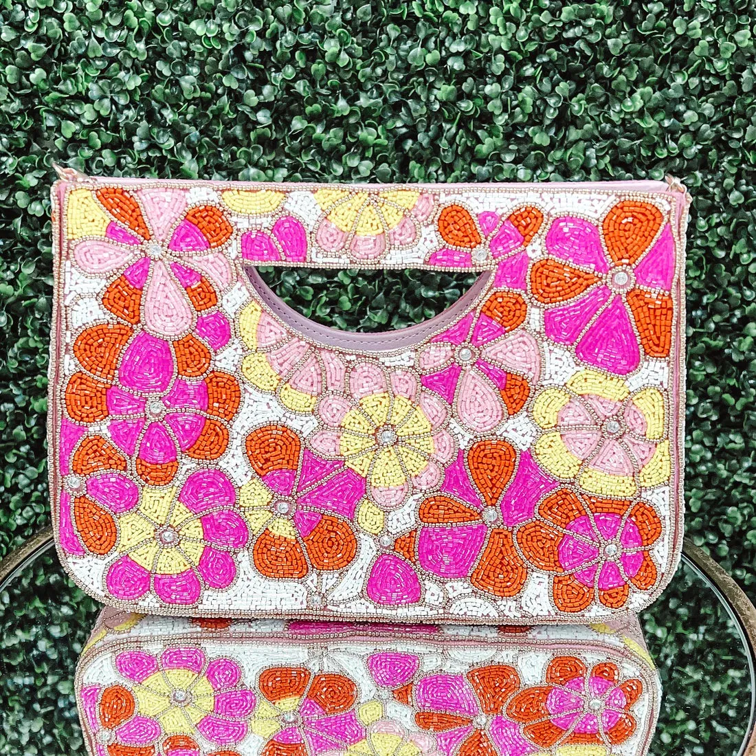 Spring Fling Luxe Crystal Beaded Clutch and Crossbody Purse