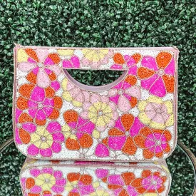 Spring Fling Luxe Crystal Beaded Clutch and Crossbody Purse