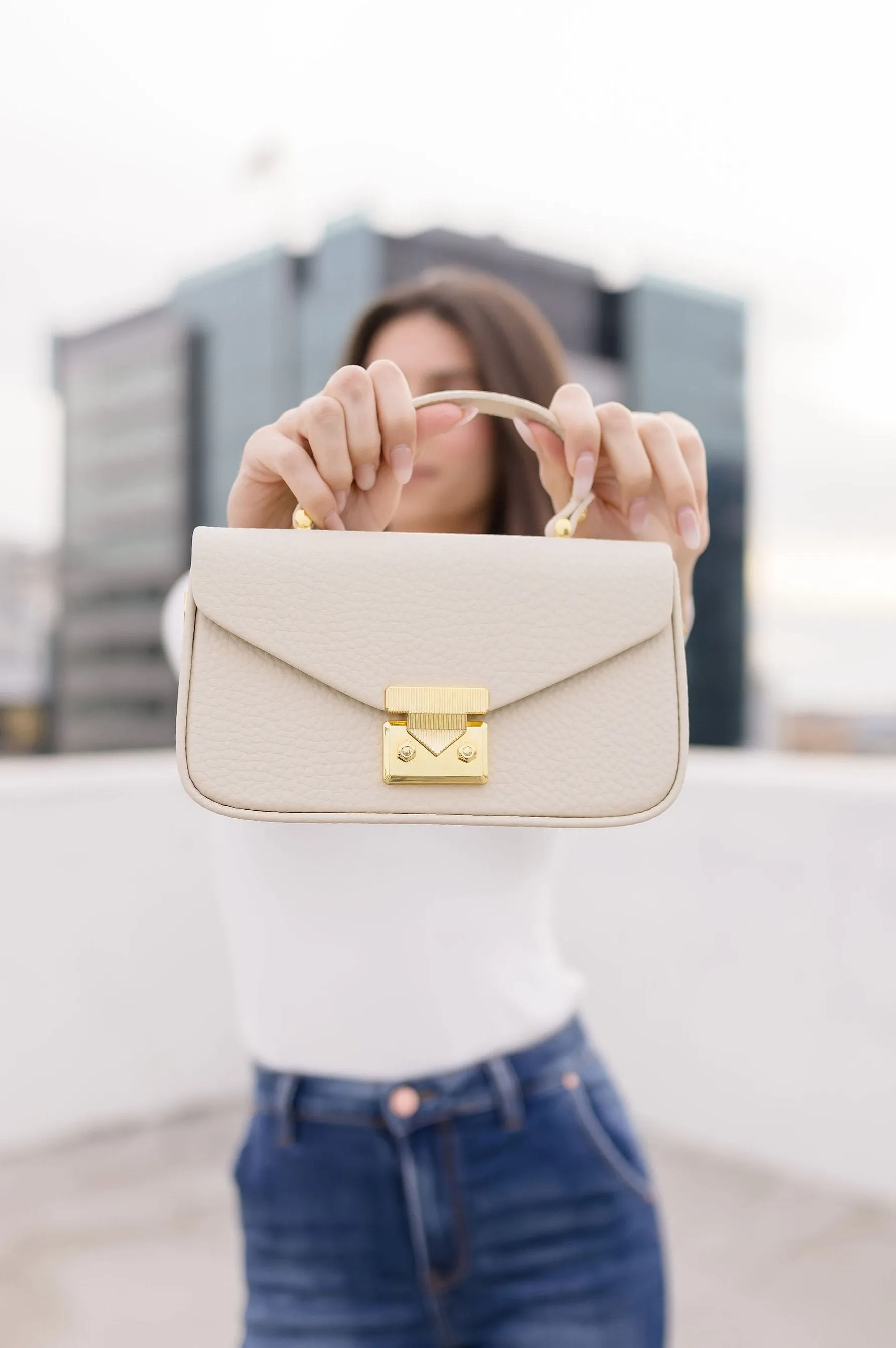 Stassi Top Handle Faux Leather Crossbody Purse Nude