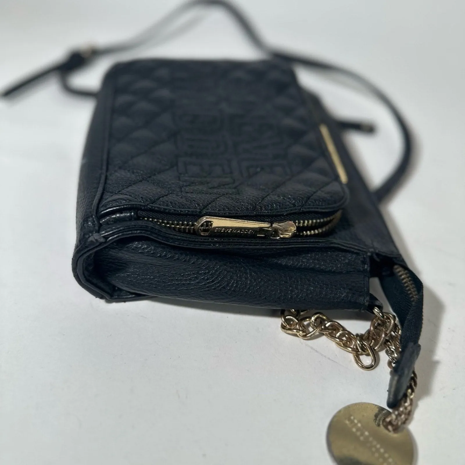 Steve Madden Black Quilted Crossbody with Chain Strap