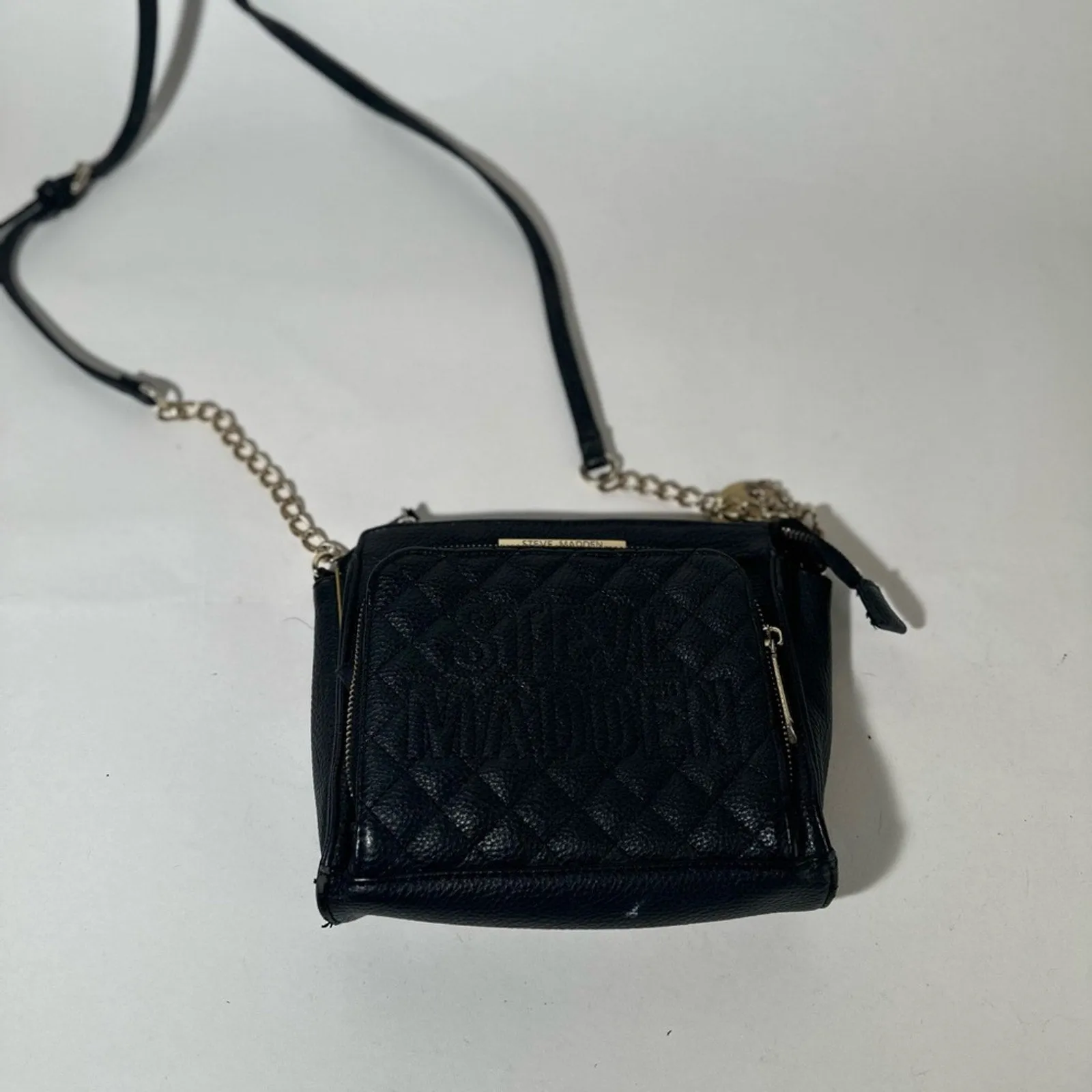 Steve Madden Black Quilted Crossbody with Chain Strap