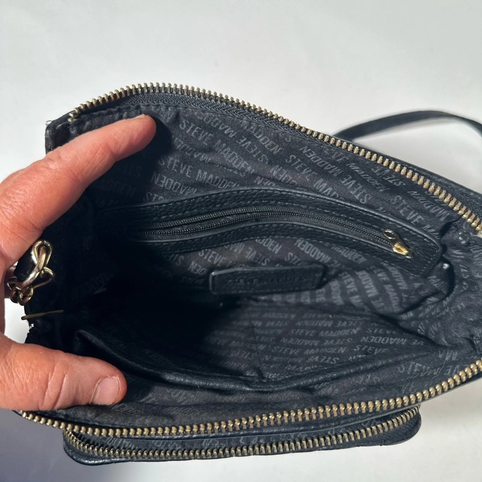 Steve Madden Black Quilted Crossbody with Chain Strap