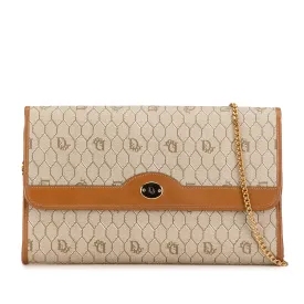Tan Dior Honeycomb Canvas Chain Shoulder Bag