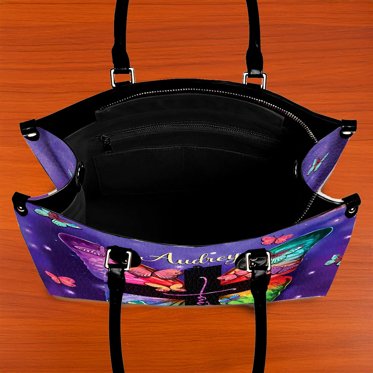 Teesdily | Personalized Jesus Butterfly Handbag, I Can Do All Things Through Christ Leather Handbag, Jesus Lovers Gifts, Christian Women Handbag