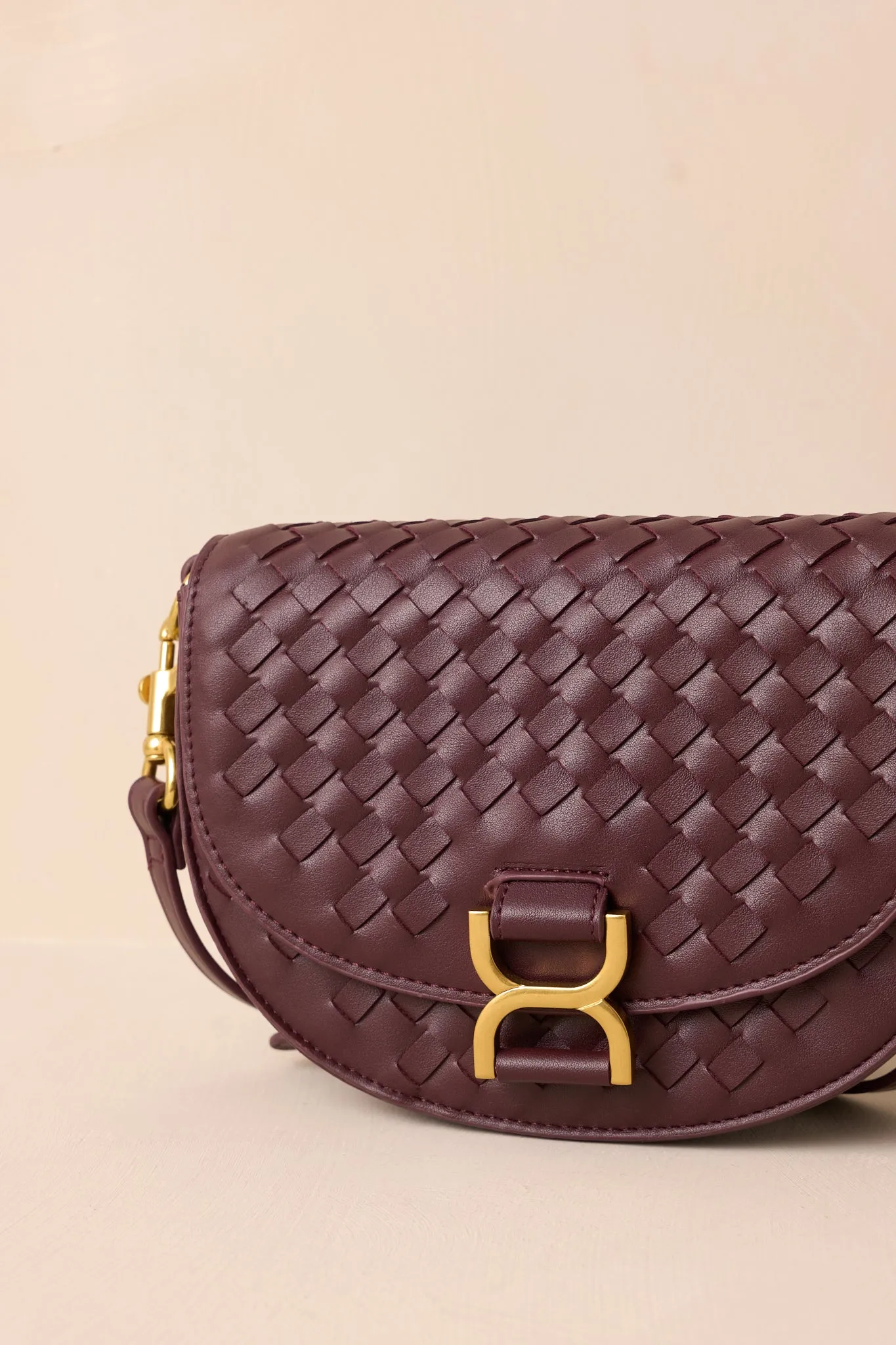 Tempest’s Call Burgundy Woven Faux Leather Handbag