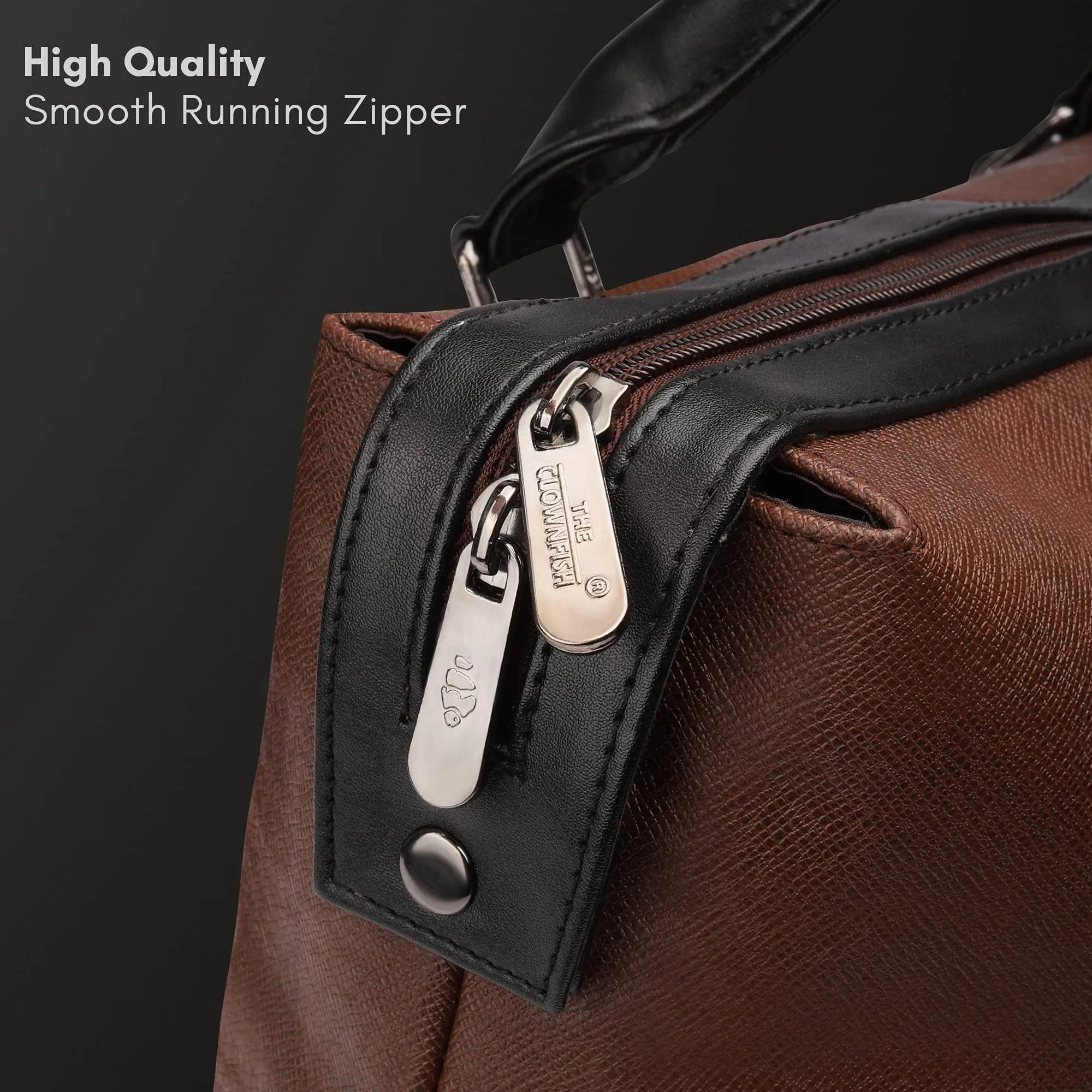 THE CLOWNFISH Farold Faux Leather Unisex 15.6 inch Laptop Messenger Bag Briefcase (Almond Brown)