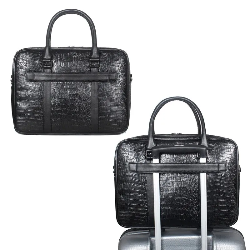 THE CLOWNFISH Glendon: Stylish Faux Leather Laptop Messenger Bag | Adjustable Strap | 14 inch | Jet Black