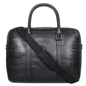 THE CLOWNFISH Glendon: Stylish Faux Leather Laptop Messenger Bag | Adjustable Strap | 14 inch | Jet Black