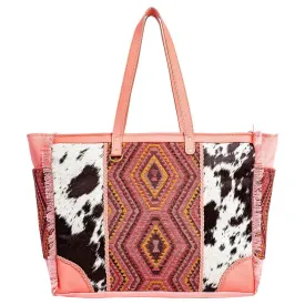 Tonga Ridge Weekender Bag: Stylish Salmon & Pink Hair-On-Hide with Spacious Interior & Unique Craftsmanship