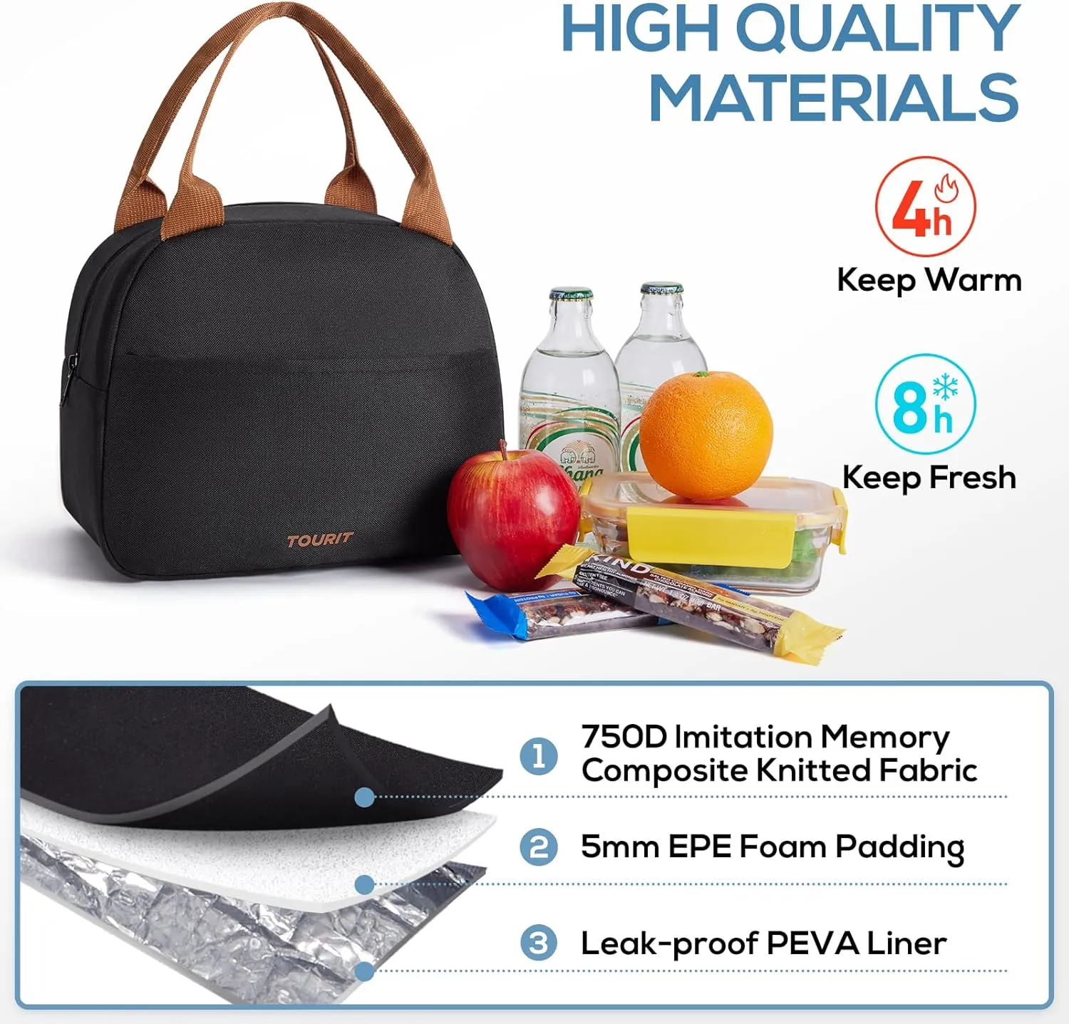 TOURIT Womens Insulated Lunch Bag Thermal Reusable Tote for Work Picnic,