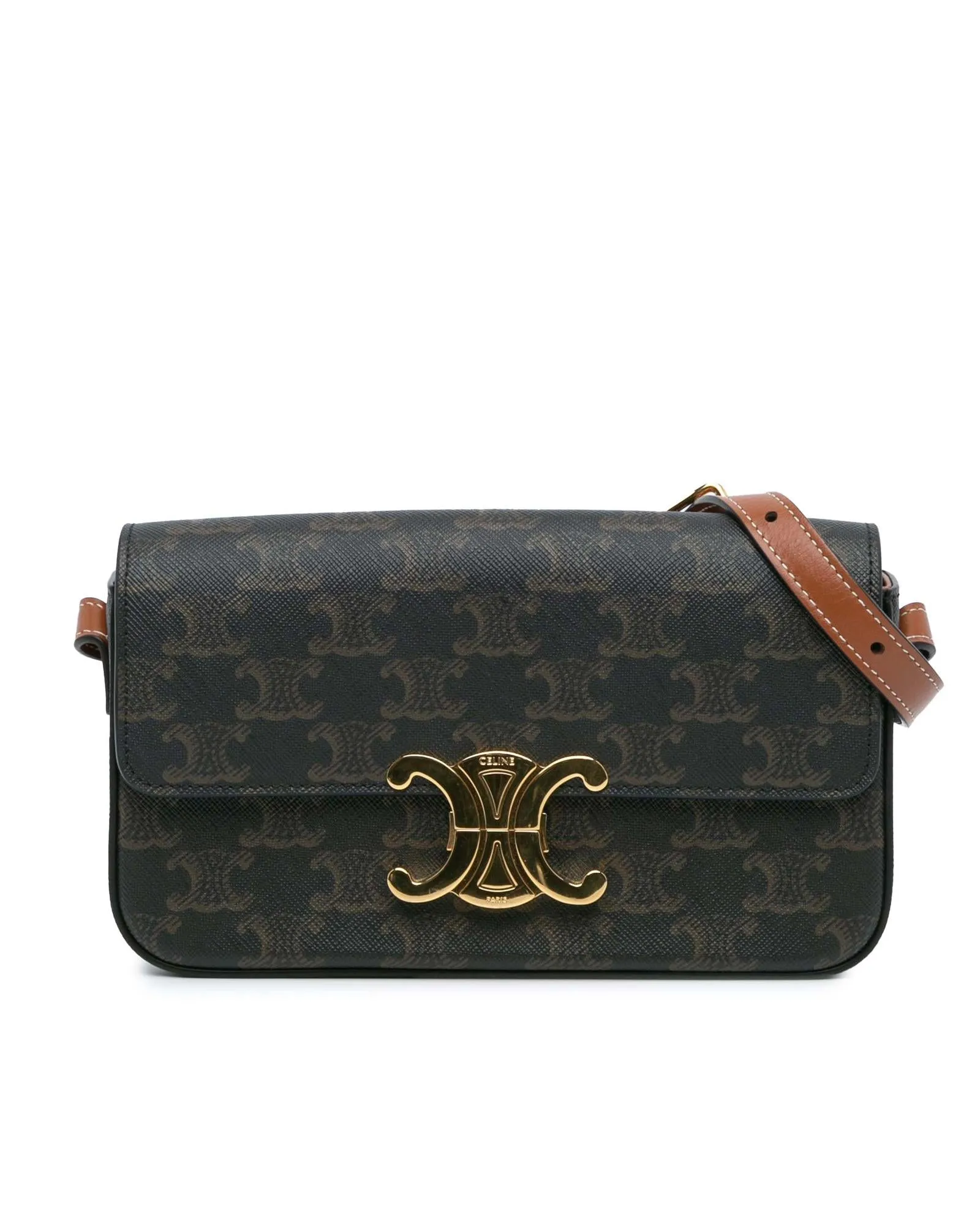 Triomphe Coated Canvas Shoulder Bag with Adjustable Strap