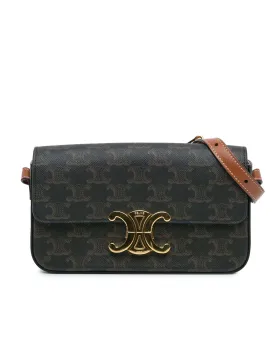 Triomphe Coated Canvas Shoulder Bag with Adjustable Strap