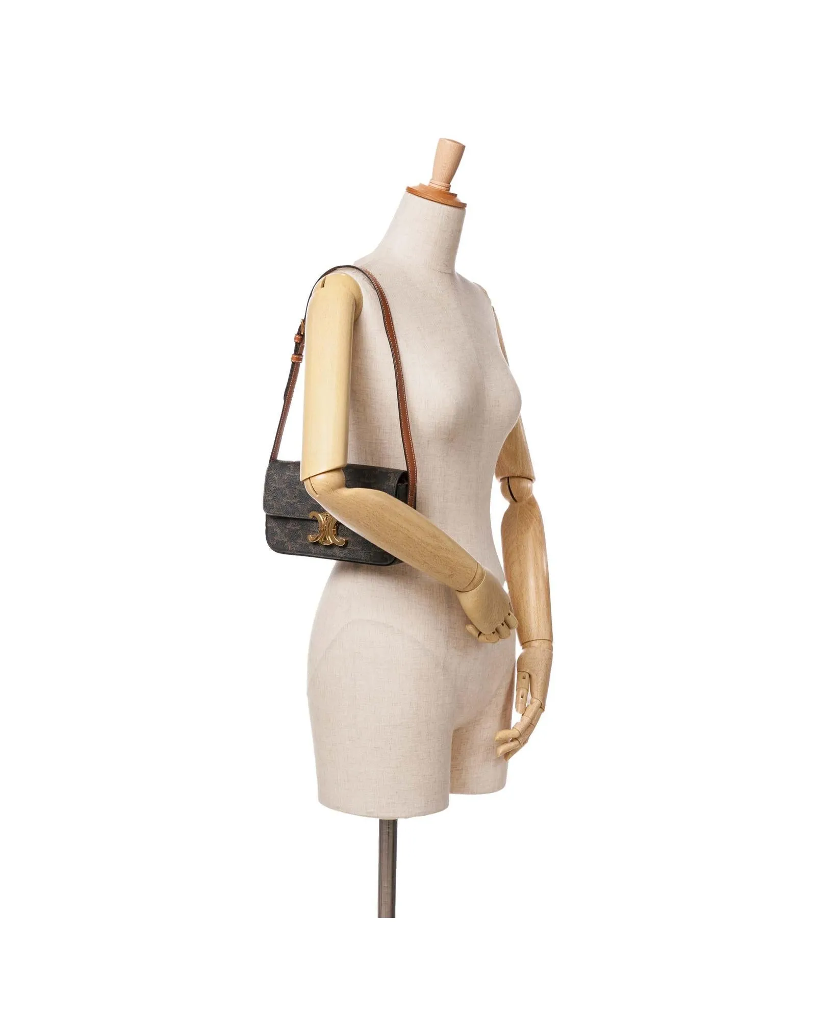 Triomphe Coated Canvas Shoulder Bag with Adjustable Strap