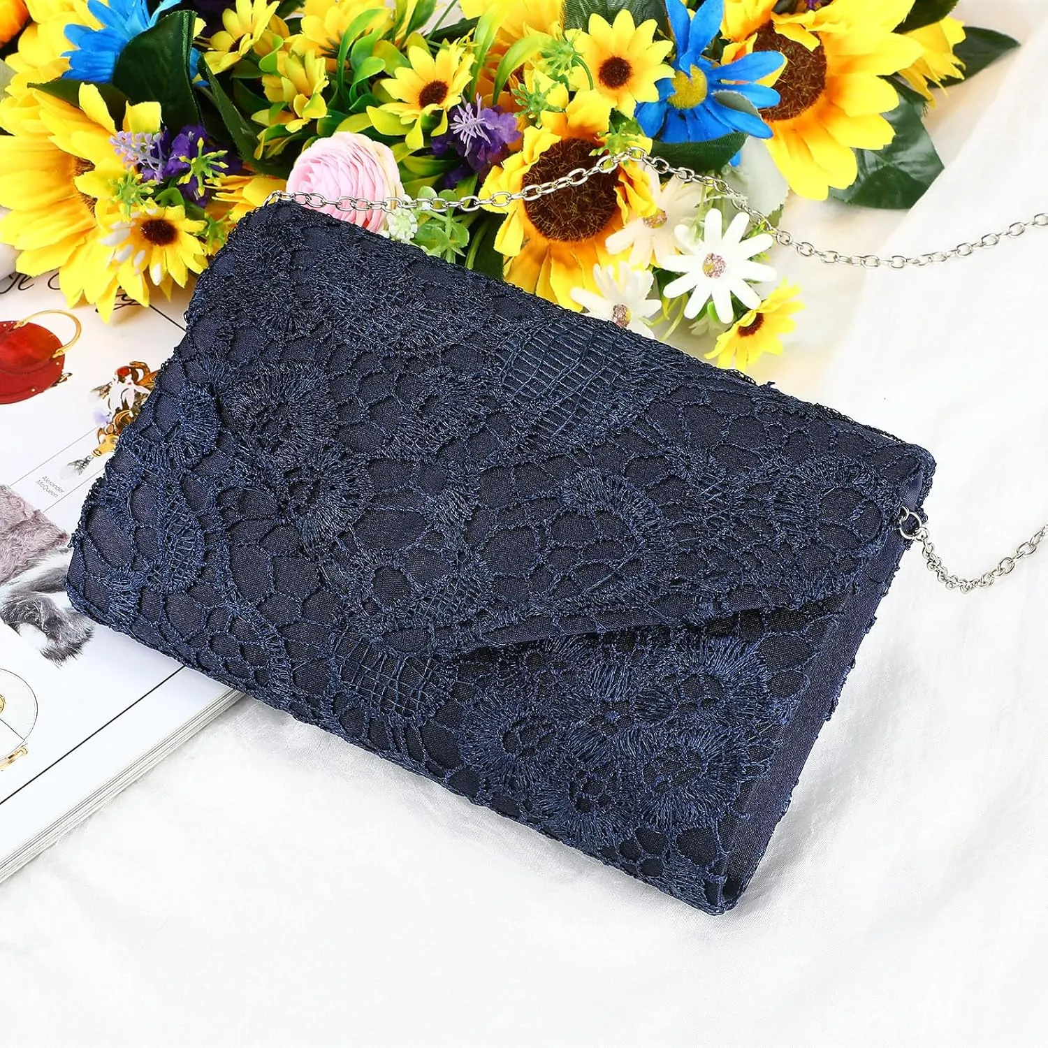 UBORSE Evening Bag Lace Clutch Purse for Women Formal Elegant Envelope Wedding Party Cocktail Crossbody Shoulder Bag