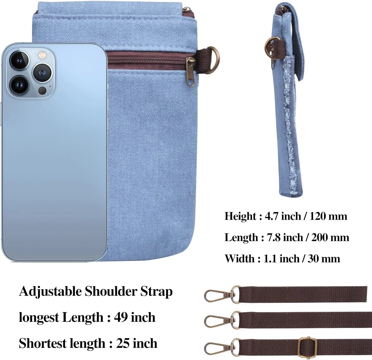 WITERY Small Canvas Cell Phone Purse Wallet- Handmade Cute Cross Body Phone Purse with Adjustable Shoulder Strap