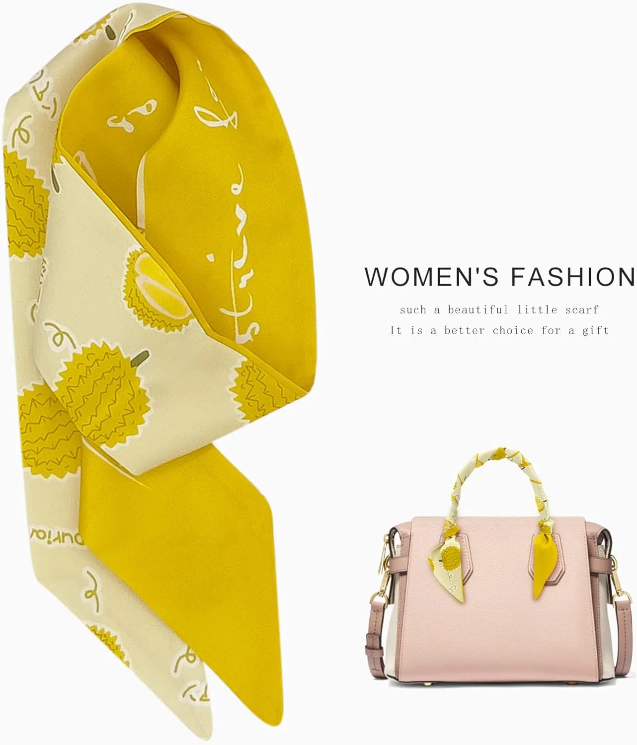 Women's Designer Neckerchief Handbag Handle Ribbon Fashion Scarf Summer Fruit Printed Hair Tie