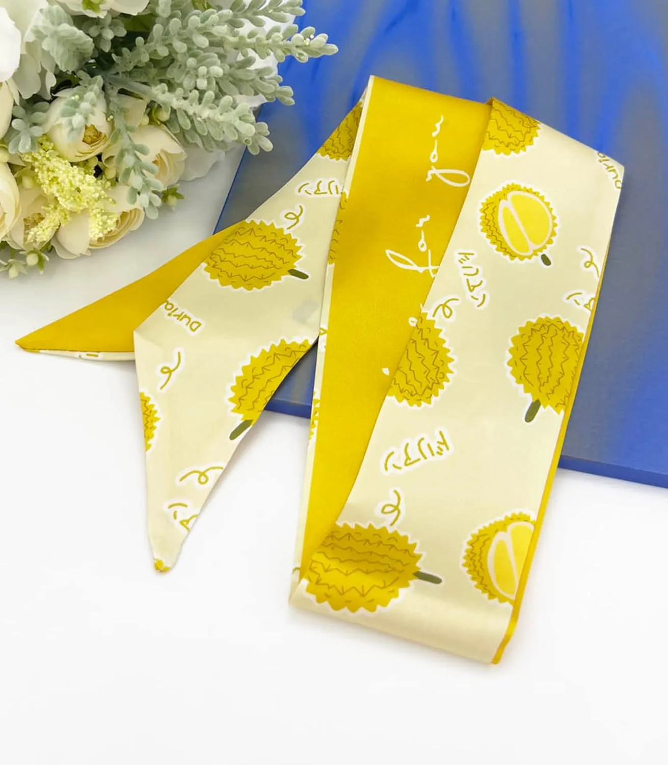 Women's Designer Neckerchief Handbag Handle Ribbon Fashion Scarf Summer Fruit Printed Hair Tie