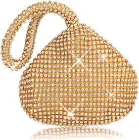 Women's Evening Bag Sparkly Rhinestone Purse Triangle Designer Chain Clutch Purse Bag Party Prom Wedding Purse