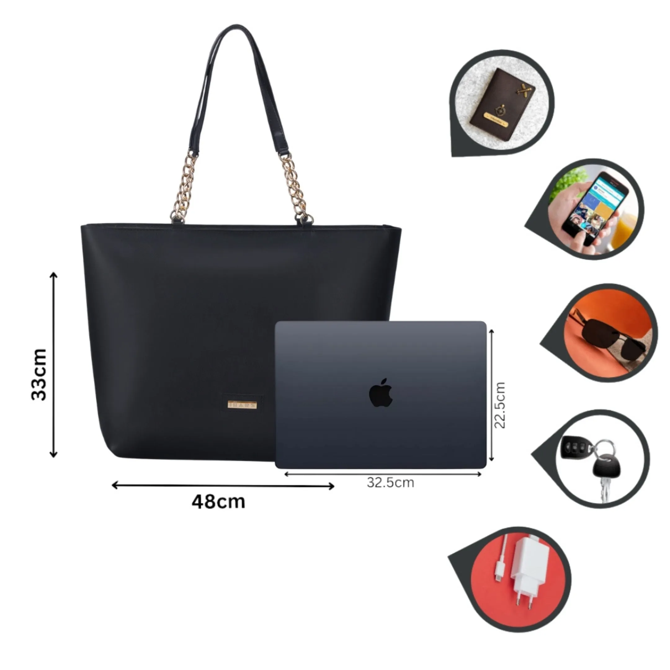 Women's Large Tote Chain | Vegan Leather Ladies Handbag