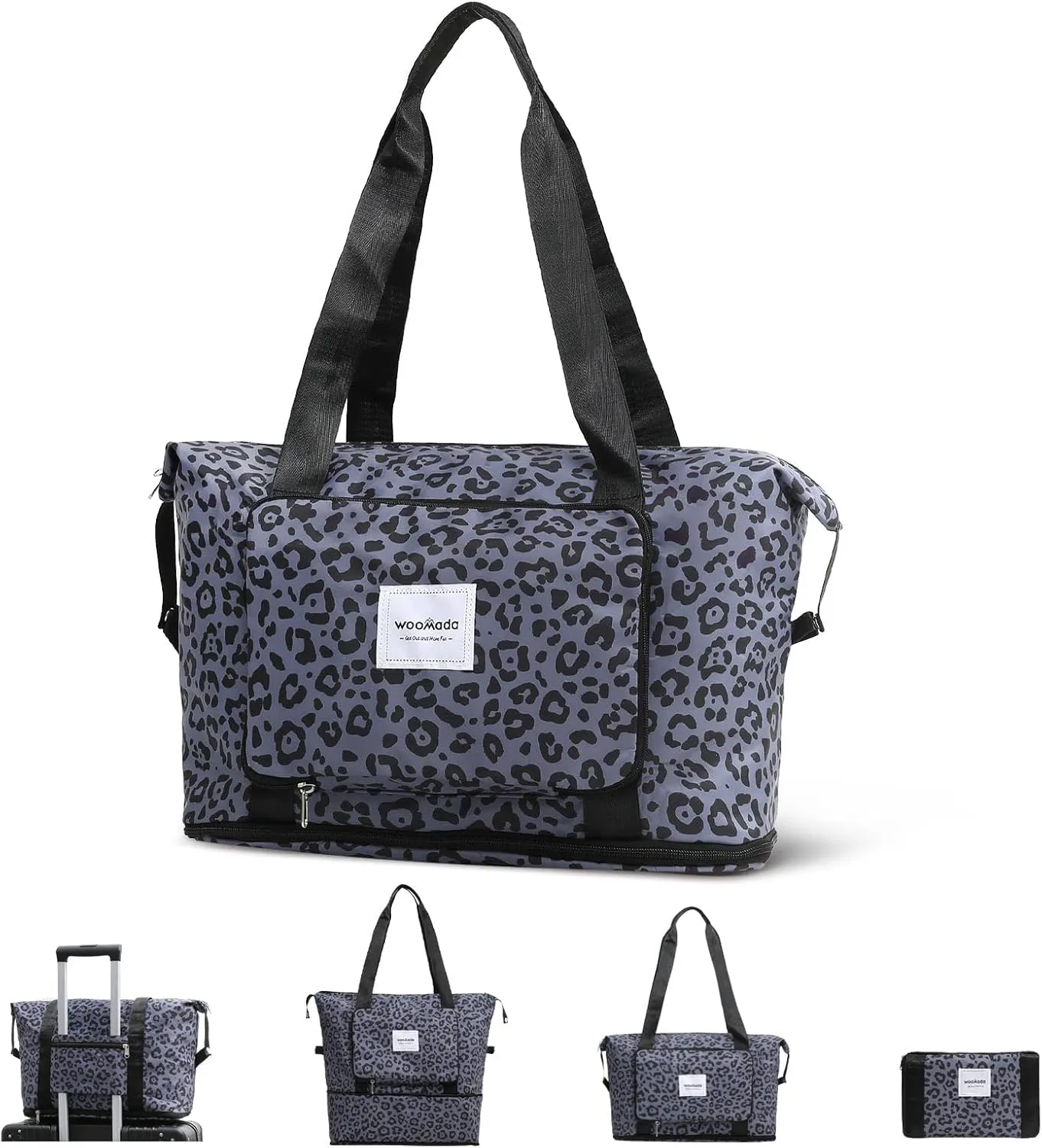 WOOMADA Foldable Travel Duffel, Weekender & Carry-On Bag with Expandable Space