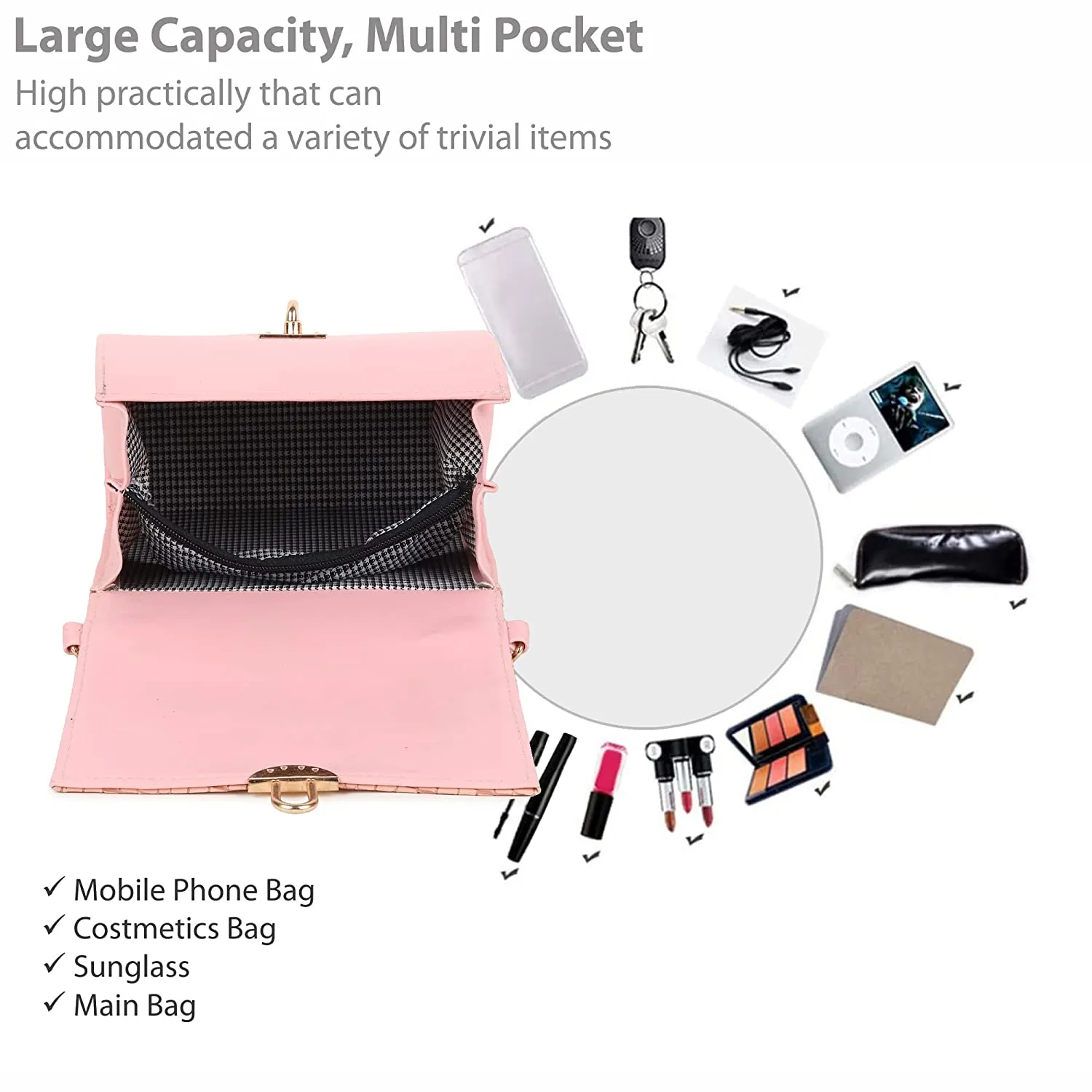 zubstore Classic Pink Colour Fashionable Sling Bags